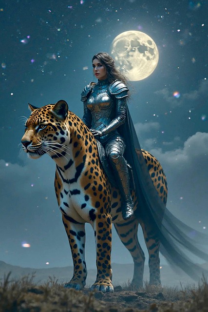 Download free HD stock image of Ai Generated Leopard Free ai generated leopard warrior illustration