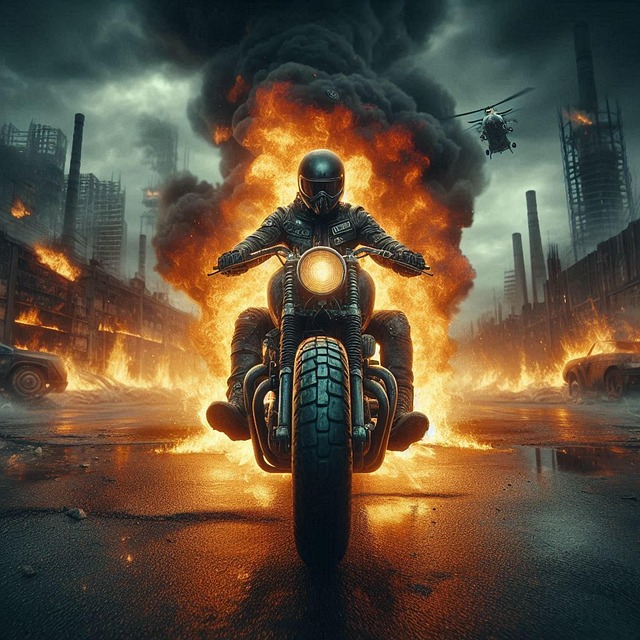 Free ai generated biker flames illustration