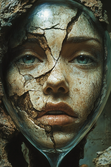 Free ai generated woman cracked illustration