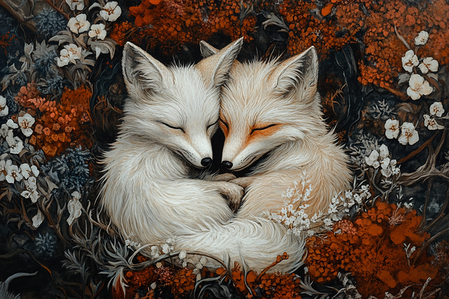 Free ai generated fox cubs illustration