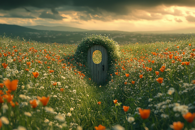 Free ai generated meadow door illustration