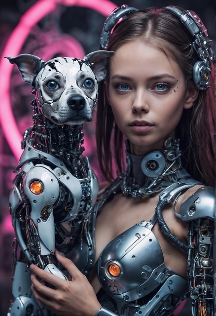 Ai Generiert, Frau, Roboter, Hund