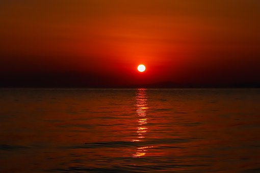 Hav, Sol, Solnedgang, Vand, Ocean