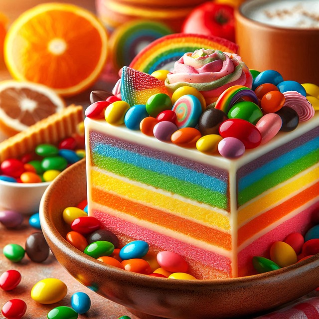 Free ai generated cake candies illustration