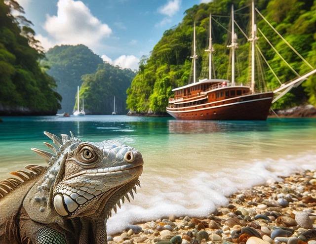 Free ai generated iguana beach illustration
