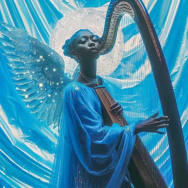 Free ai generated woman harp illustration