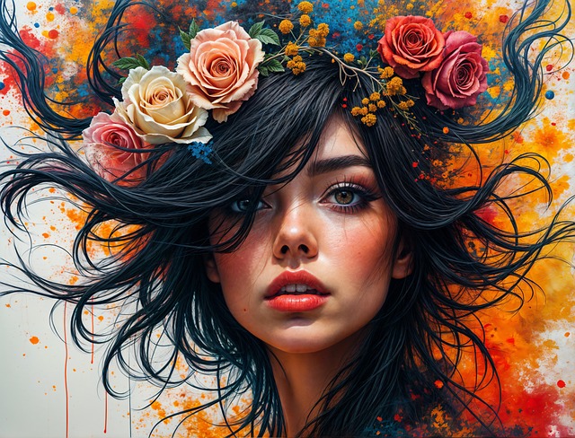 Ai Generiert, Frau, Blumen, Natur, Bunt