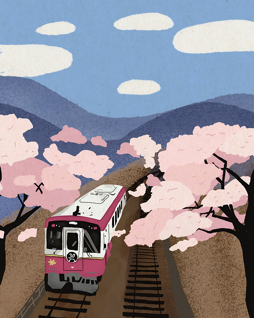 Free Train Sakura illustration and picture