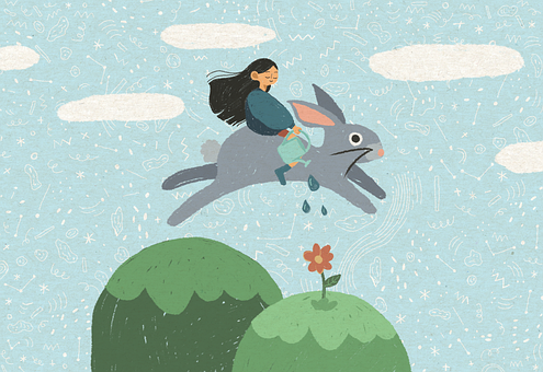 Free Girl Rabbit illustration and picture