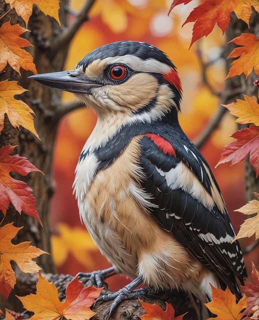 Ai Generiert, Buntspecht, Vogel, Herbst