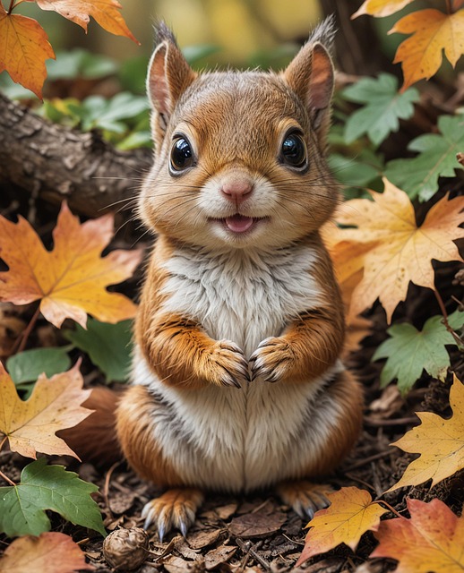 Ai Generiert, Eichhörnchen, Herbst