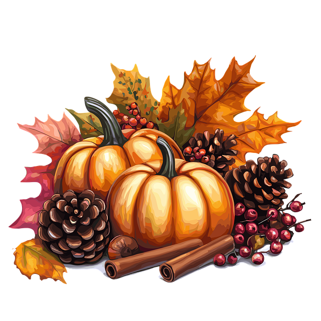 Free ai generated pumpkins pine cones illustration