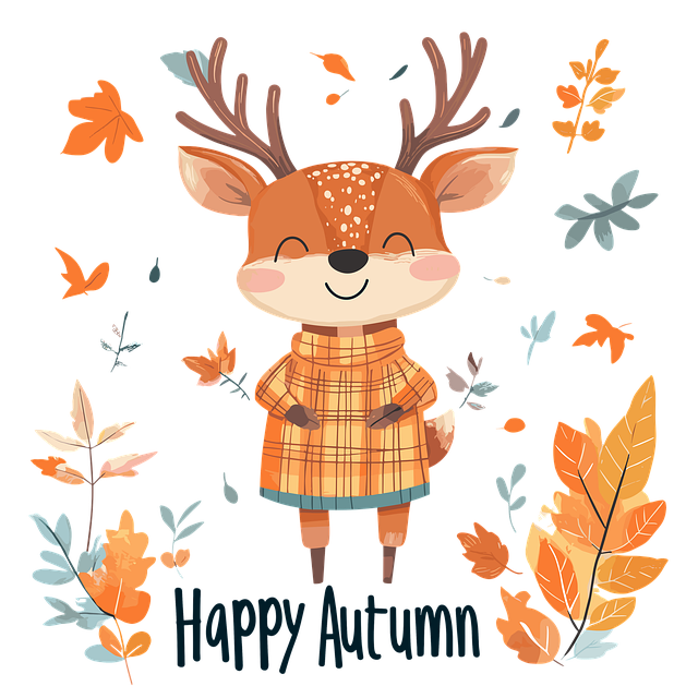 Free autumn graphic deer happy autumn illustration