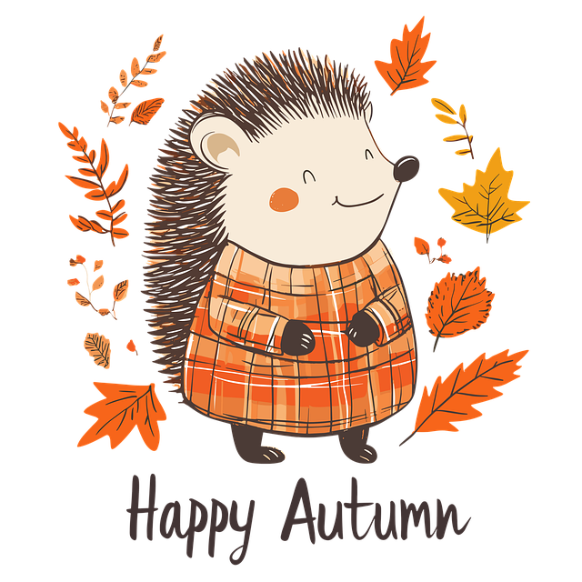 Free autumn graphic hedgehog happy autumn illustration
