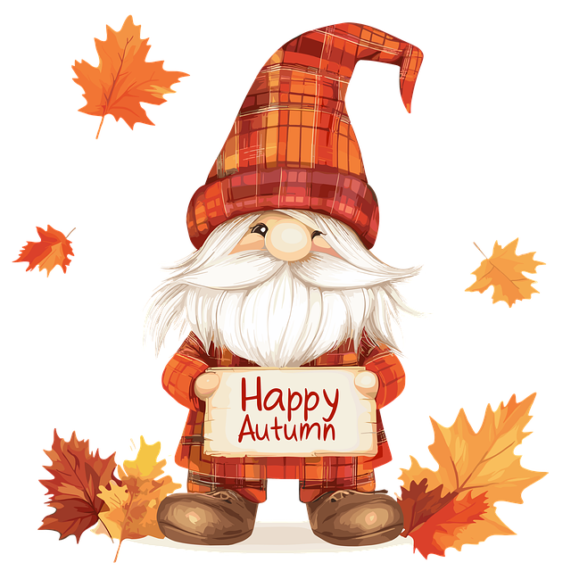 Free autumn graphic autumn gnome happy autumn illustration