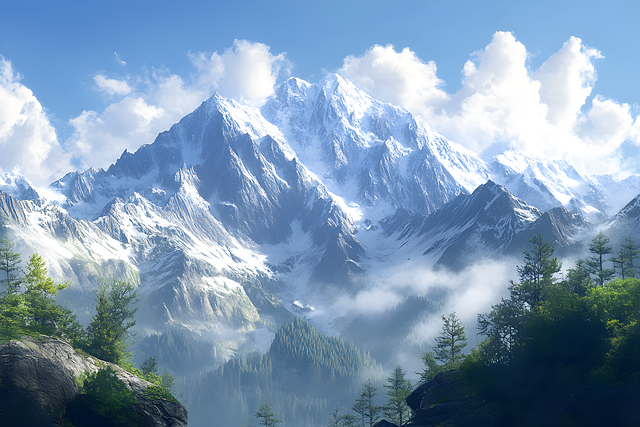 Free ai generated mountain snow illustration