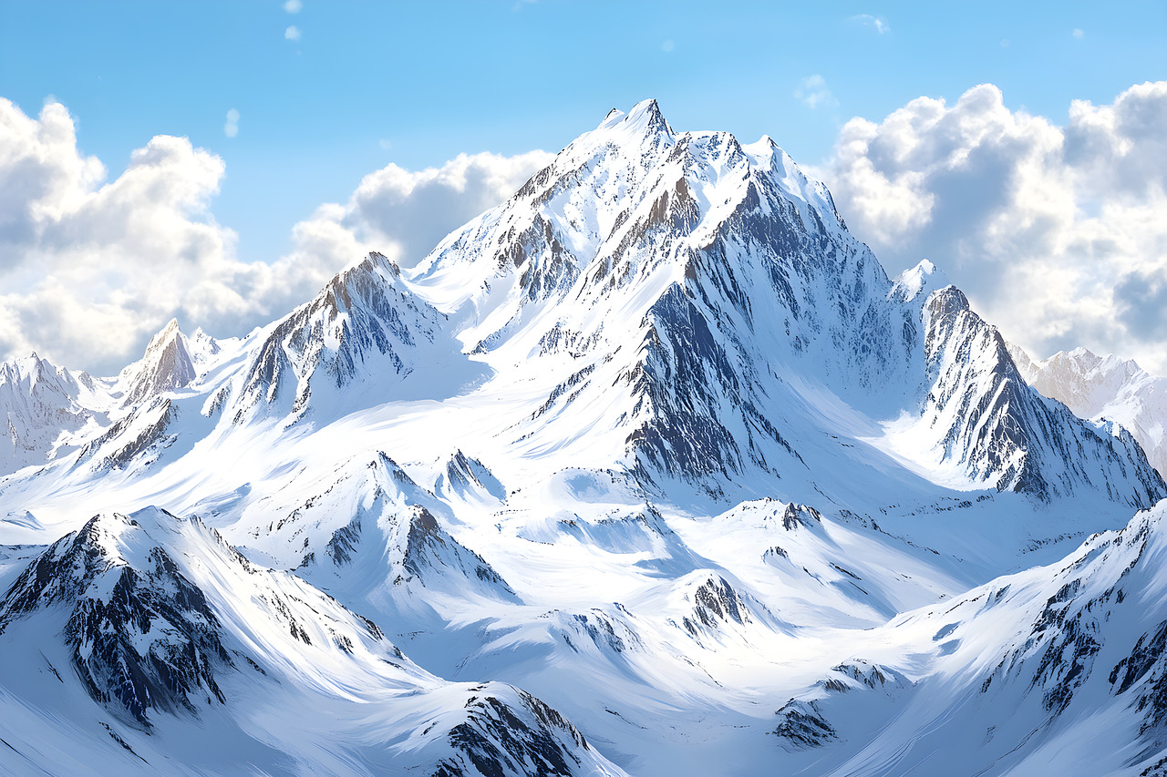 Download free HD stock image of Ai Generated Mountain Free ai generated mountain snow illustration