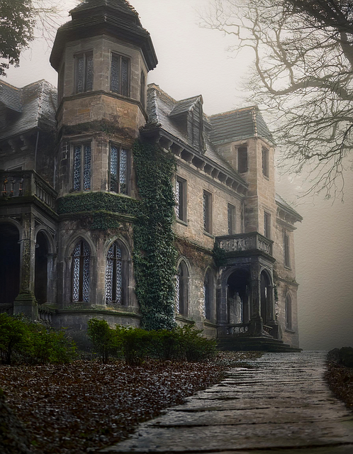 Free ai generated haunted house illustration