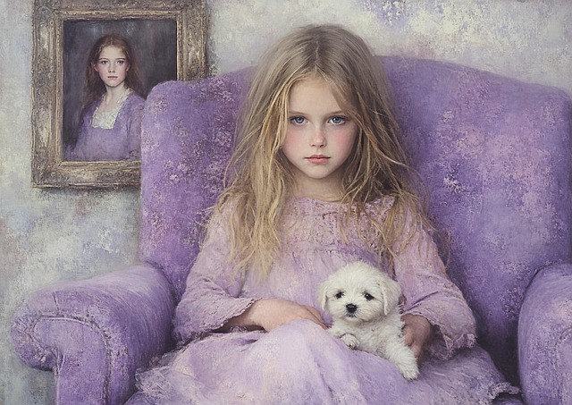 Free ai generated girl dog illustration
