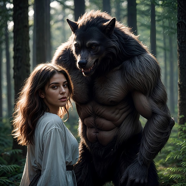 Free ai generated werewolf wolf illustration