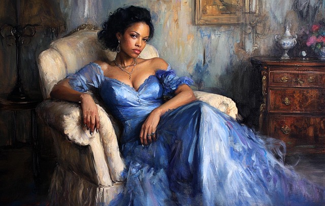 Free ai generated woman blue dress illustration
