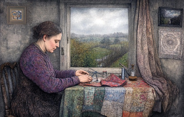Ai Generiert, Frau, Nähen, Landschaft