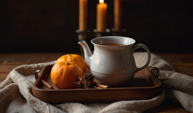 Free tea cup fruit tangerine illustration