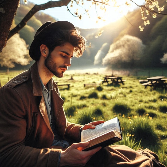 Free ai generated man bible illustration
