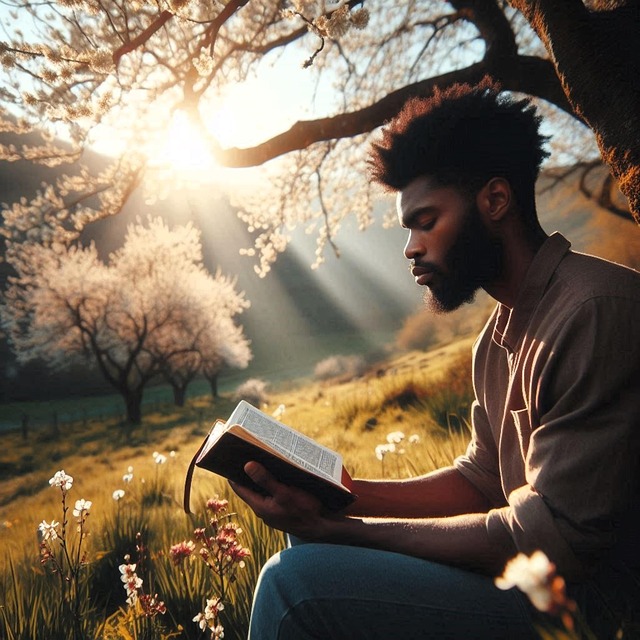Free ai generated man bible illustration