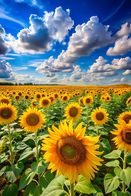 Free ai generated field sunflowers illustration