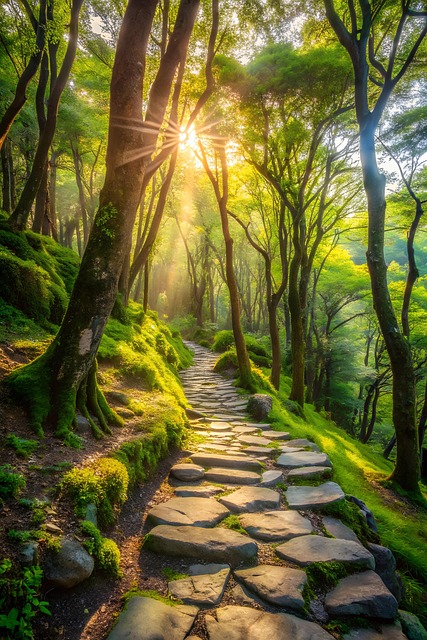 Download free HD stock image of Ai Generated Forest Free ai generated forest path illustration