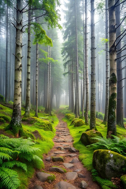 Download free HD stock image of Ai Generated Forest Free ai generated forest trail illustration