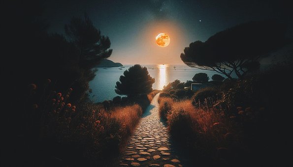La Luna, Luna Llena, Paisaje, Naturaleza