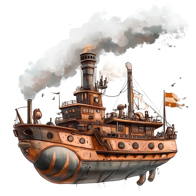 Download free HD stock image of Ai Generated Steampunk Free ai generated steampunk ship illustration
