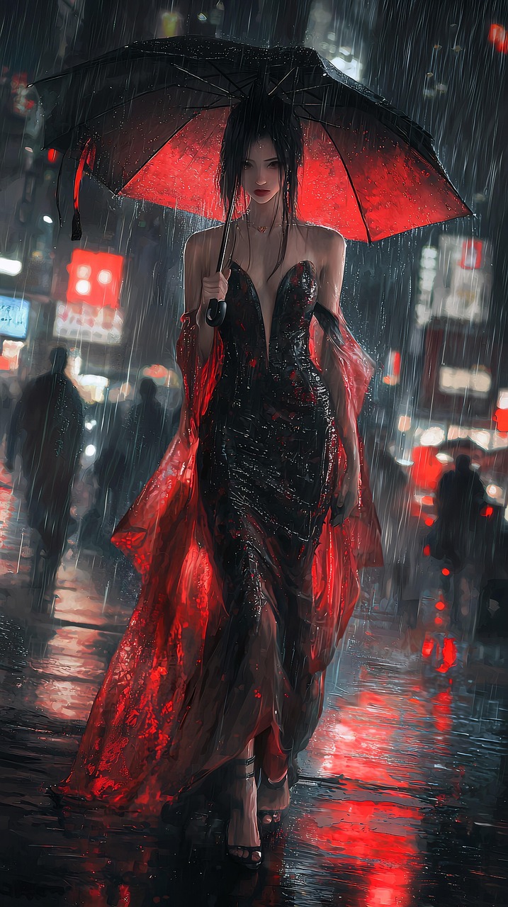 Download free HD stock image of Ai Generated Woman Free ai generated woman raining illustration