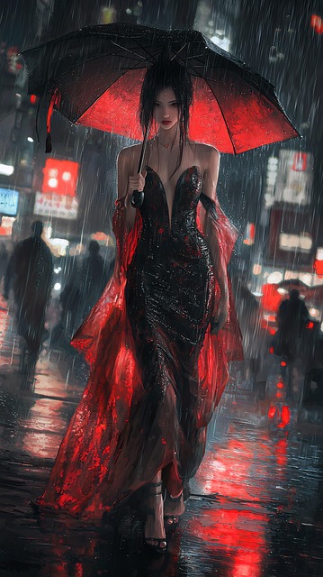 Free ai generated woman raining illustration