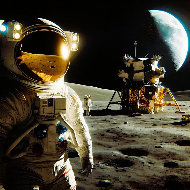Free ai generated moon landing space travel illustration