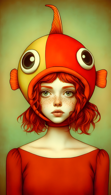 Free ai generated girl fish illustration