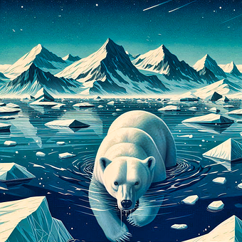 Free Polar Bear Swimming illustration and picture