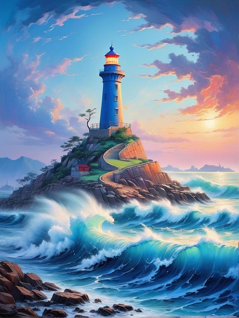 Download free HD stock image of Ai Generated Ocean Free ai generated ocean lighthouse illustration