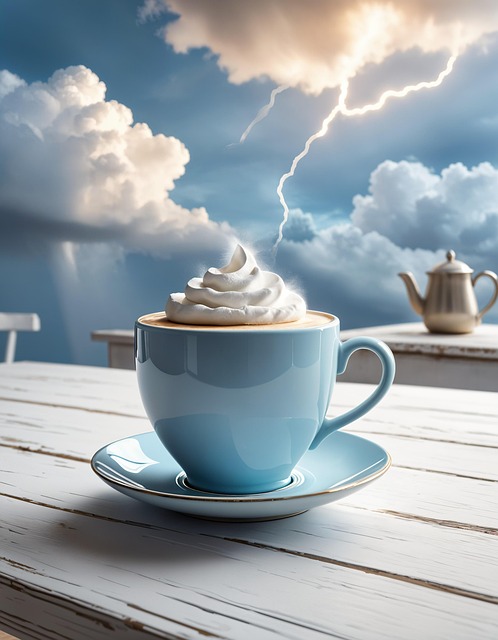 Free ai generated coffee thunderstorm illustration