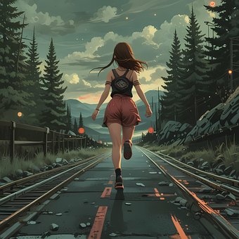 Anime, Ferrovia, Montanha, Ai Gerado