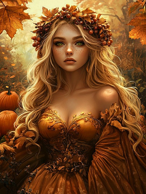 Free ai generated woman autumn illustration