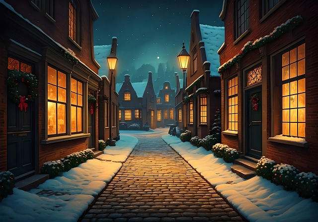 Free ai generated street christmas time illustration