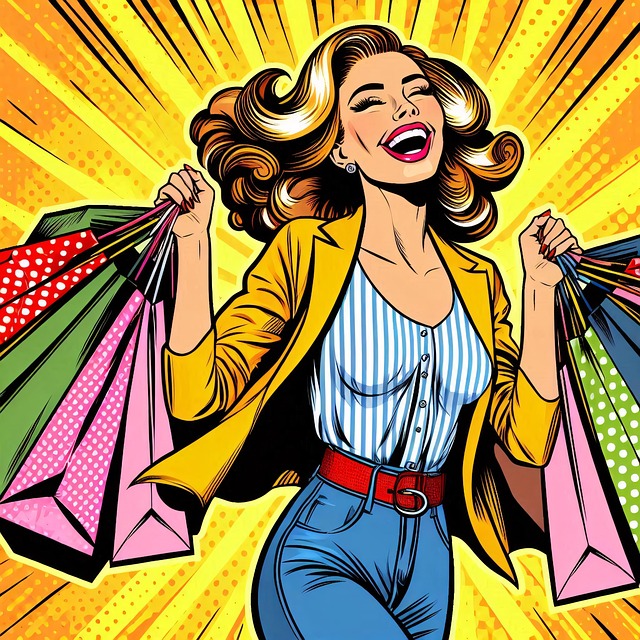 Mujer, Tienda, Sonrisa, Alegre