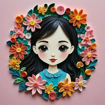 Free Girl Flowers illustration and picture