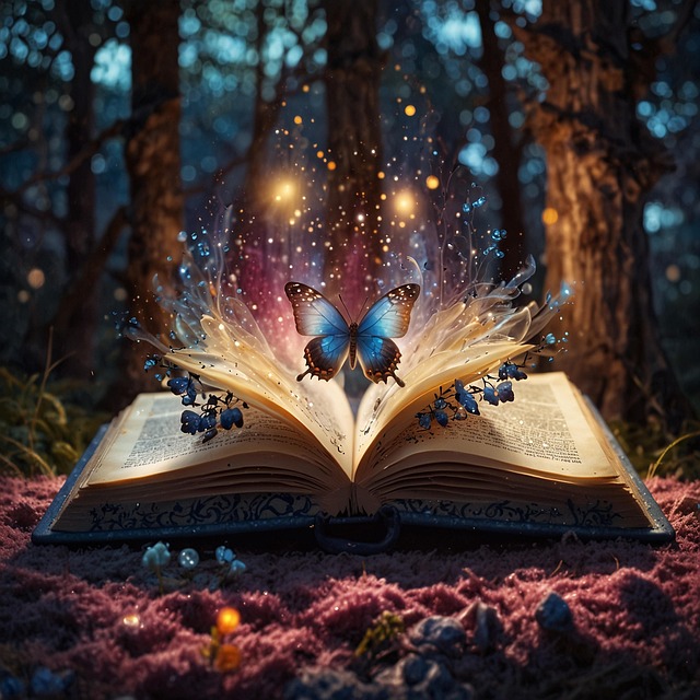 Free ai generated spellbook butterfly illustration