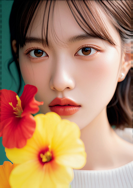 Free ai generated girl flowers illustration