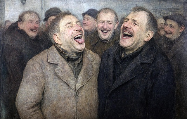 Free ai generated men laughing illustration