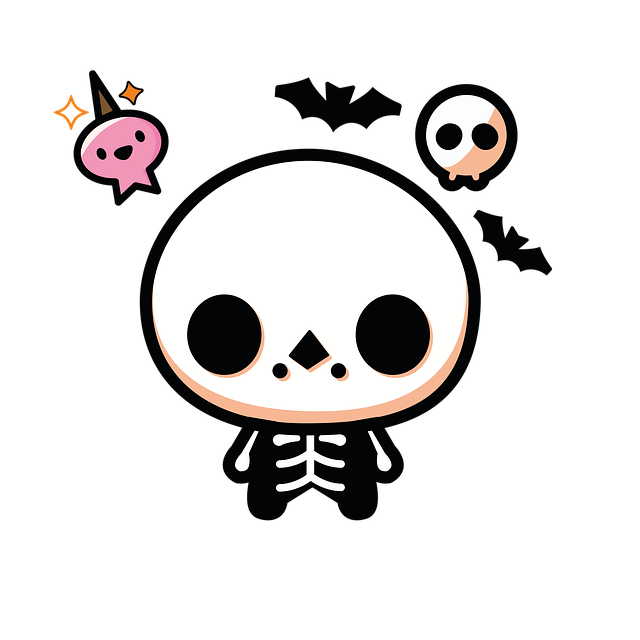 Free halloween skeleton skull illustration